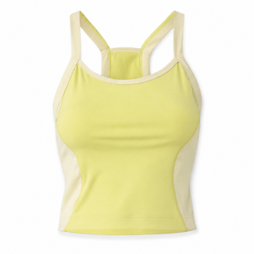 Pale Yellow and Cream Racerback Athletic Tank Top