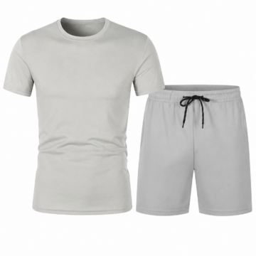 Light Grey Crewneck T-Shirt and Shorts Set