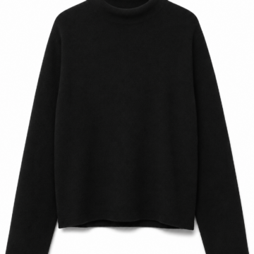 Black Mock Neck Long-Sleeve Knit Top