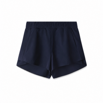 Navy Solid Flow Shorts with Elastic Waist