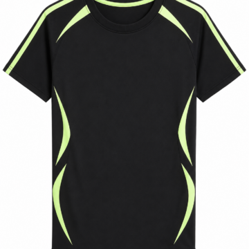 Black Short-Sleeve T-Shirt with Neon Green Panels