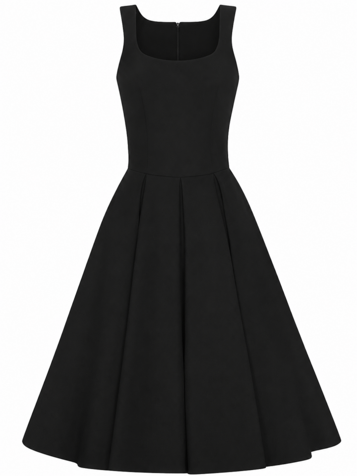 Ruffled Sleeve Fit and Flare Dress