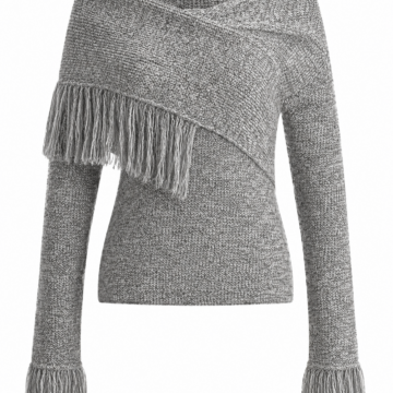 Heather Grey Off-Shoulder Wrap Sweater