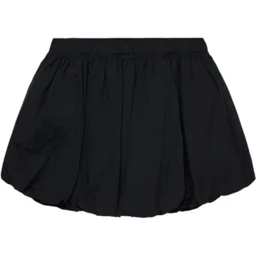 Black Bubble Hem Mini Skirt with Elastic Waistband
