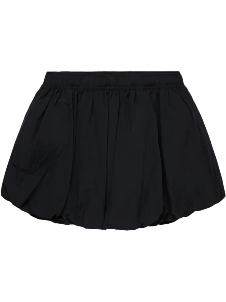 Black Bubble Hem Mini Skirt with Elastic Waistband