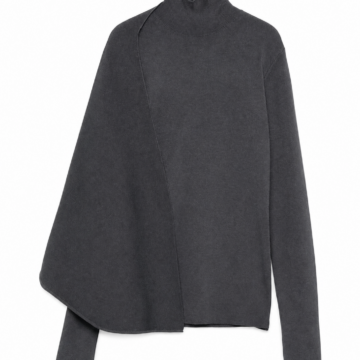 Charcoal Grey Oversized Asymmetrical Knit Poncho Top